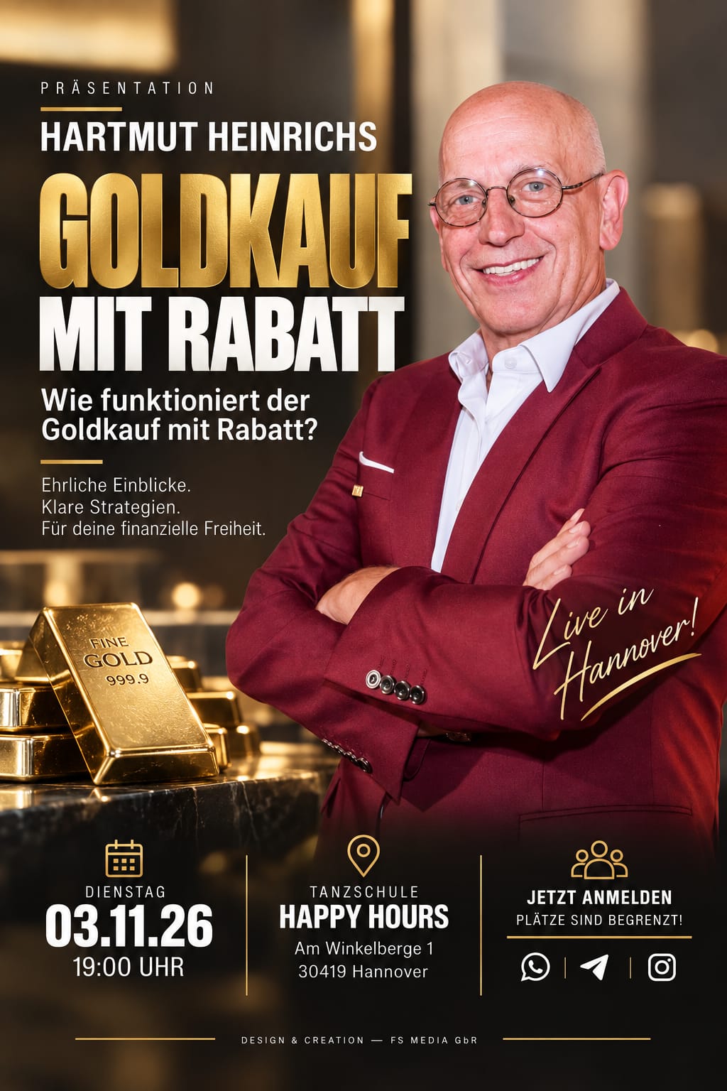 Plakat Goldkauf mit Rabatt mit Hartmut Heinrichs